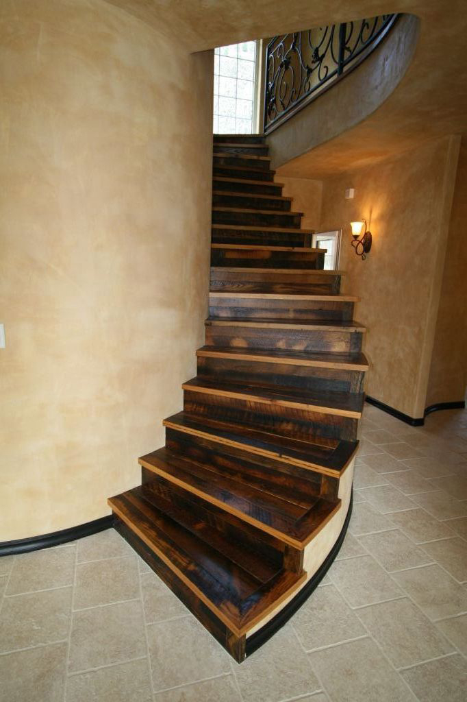 wide plank reclaimed stairs